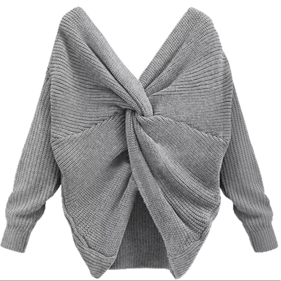 Last One Twist Open BackFront Twist Knot Sweater - Picture 2 of 4